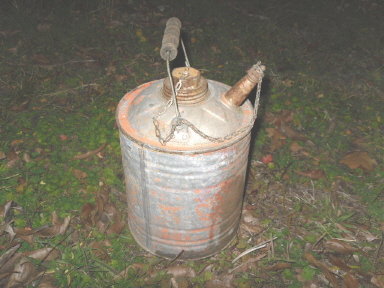 Vintage Metal Gas Can w/Wood Bail Handle