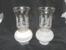 Antique Glass Hurricane Lamp Shade **MUST SEE** **Pair**