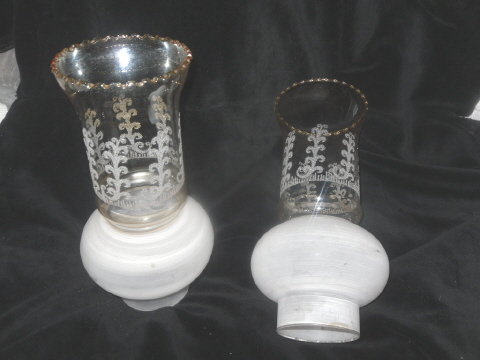 Antique Glass Hurricane Lamp Shade **MUST SEE** **Pair**