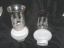 Antique Glass Hurricane Lamp Shade **MUST SEE** **Pair**