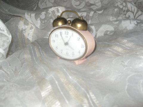 Vintage Pink Elgin Double Bell Alarm Clock