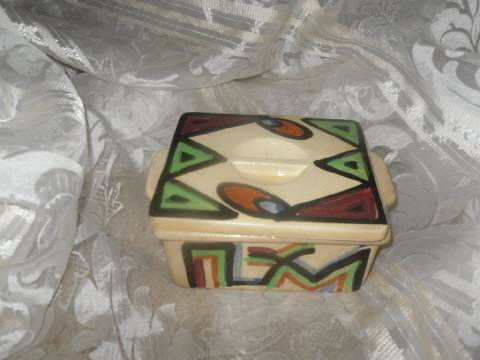 Vintage Abstract Design Pottery Box