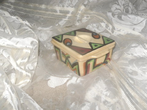 Vintage Abstract Design Pottery Box