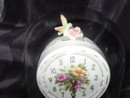 Porcelain Hummingbird Clock w/Glass Dome Cover