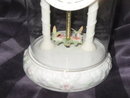 Porcelain Hummingbird Clock w/Glass Dome Cover