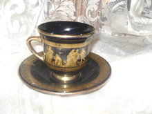 Vintage Spyropoulos Greece Porcelain Cup w/ 24 karat Gold