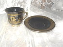 Vintage Spyropoulos Greece Porcelain Cup w/ 24 karat Gold