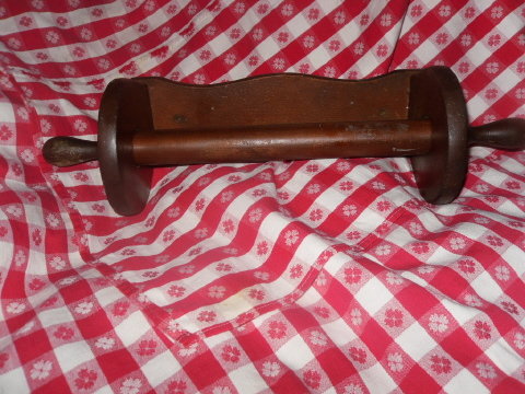 Vintage Wood Paper Towel Holder w/Wooden Rolling Pin