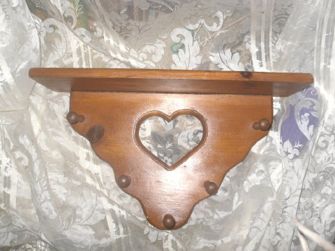 Wood Shelf with 5 Pegs