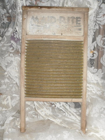 Antique Brass & Wood Wash Board