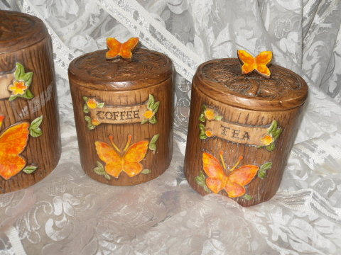 Vintage Treasure Craft Butterfly Canister Set