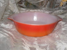 Vintage Red & Orange Fire King Casserole Dish