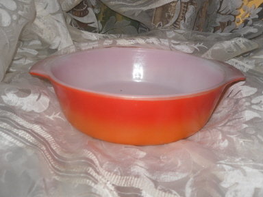 Vintage Red & Orange Fire King Casserole Dish