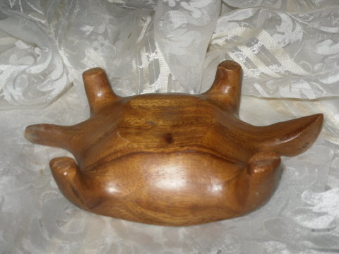 Vintage Hand Carved Wood Turtle Dish