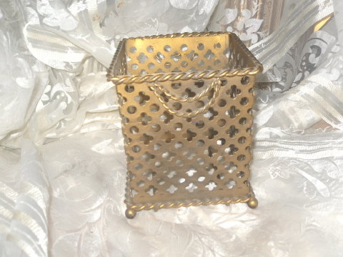 Vintage Metal Square Tissue Holder or Tissue Caddy