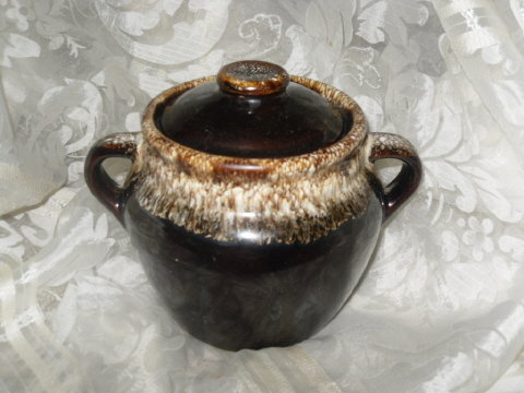 Vintage Stoneware Bean Pot