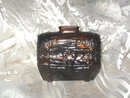 Vintage Amber Glass Treasure Chest Coin Bank