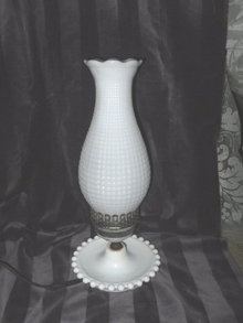 Vintage White Milk Glass Lamp w/White Glass Shade