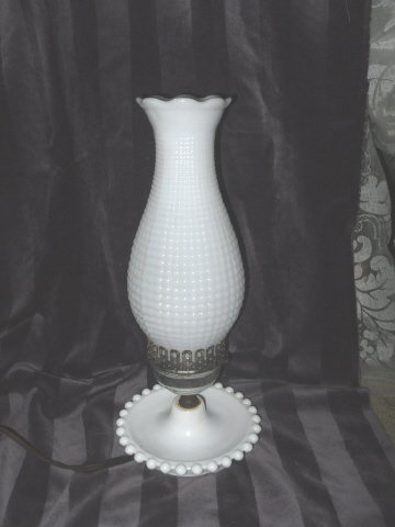 Vintage White Milk Glass Lamp w/White Glass Shade