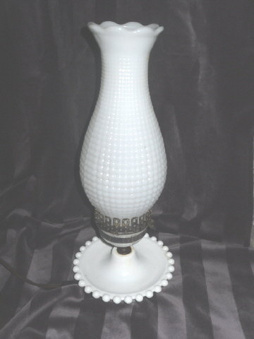 Vintage White Milk Glass Lamp w/White Glass Shade