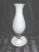 Vintage White Milk Glass Lamp w/White Glass Shade