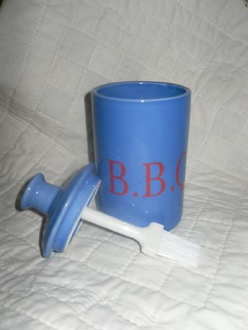 Ceramic Bar-B-Que Sauce Jar w/Brush