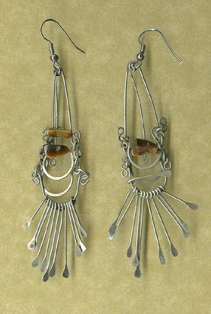 SALE Vintage Silver & Tiger Eye Earrings