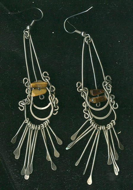 SALE Vintage Silver & Tiger Eye Earrings