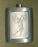 Vintage Pewter Flask w/Golf
