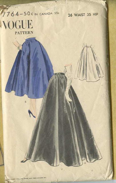 1952 Uncut Vogue Skirt Pattern