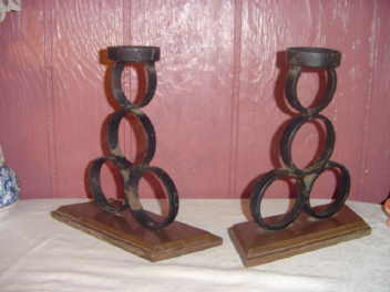 Vintage Arts & Crafts Wrought Iron Holders