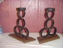 Vintage Arts & Crafts Wrought Iron Holders