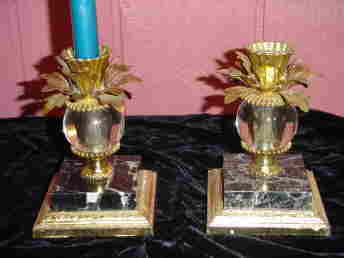 Unusual Black Marble Candleholders