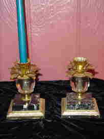 Unusual Black Marble Candleholders