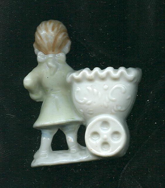 Stafforshire Figure w/Cart Match Holder