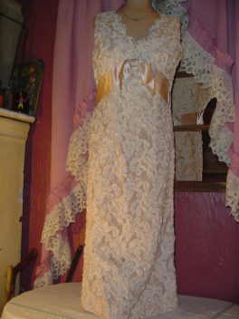 Vintage Lace & Ribbon Applique' Dress & Coat Set