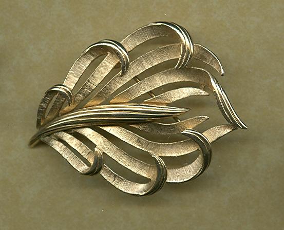 Vintage Crown Trifari Stylized Leaf Pin
