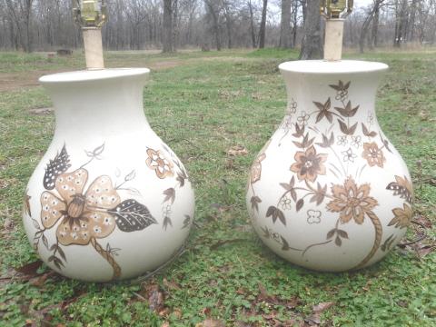 Vintage Large Ceramic Table Lamp Pair