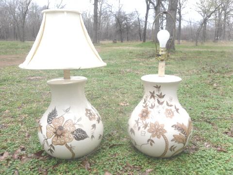 Vintage Large Ceramic Table Lamp Pair