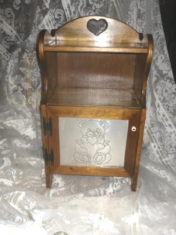 Wooden Storage Cabinet w/Metal Panel Door