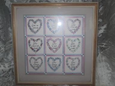 Homco Home Interior Framed Hearts Picture