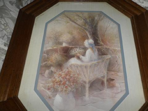 Vintage Homco Home Interior Lady w/Flowers Picture