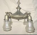 Antique 4 Light Chandelier w/4 Art Glass Shades *** LOOK!! LOOK!! LOOK***