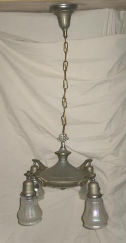 Antique 4 Light Chandelier w/4 Art Glass Shades *** LOOK!! LOOK!! LOOK***