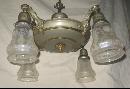 Antique 4 Light Chandelier w/4 Art Glass Shades *** LOOK!! LOOK!! LOOK***
