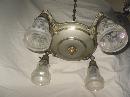 Antique 4 Light Chandelier w/4 Art Glass Shades *** LOOK!! LOOK!! LOOK***