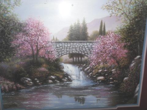 Homco Home Interior Large Old Stone Bridge Picture