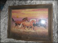 Large Rustic Picture Frame w/3 Horses Running