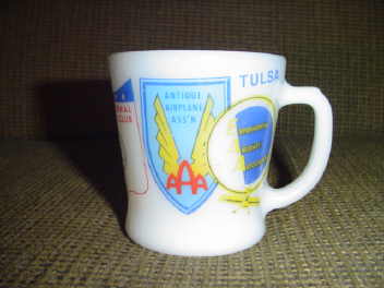 Vintage Fire King Aircraft Aviation Mug