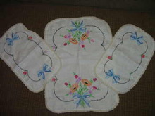 3 Piece Doilie Set Hand Crochet & Needlepoint